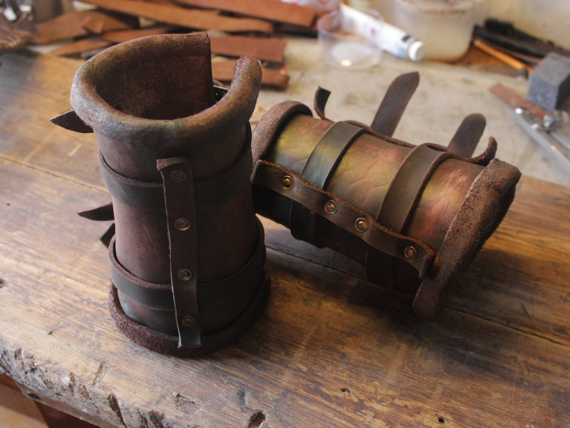 Viking leather bracers - SokolArmory