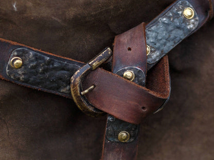 Medieval leather belt with metal plates - SokolArmory