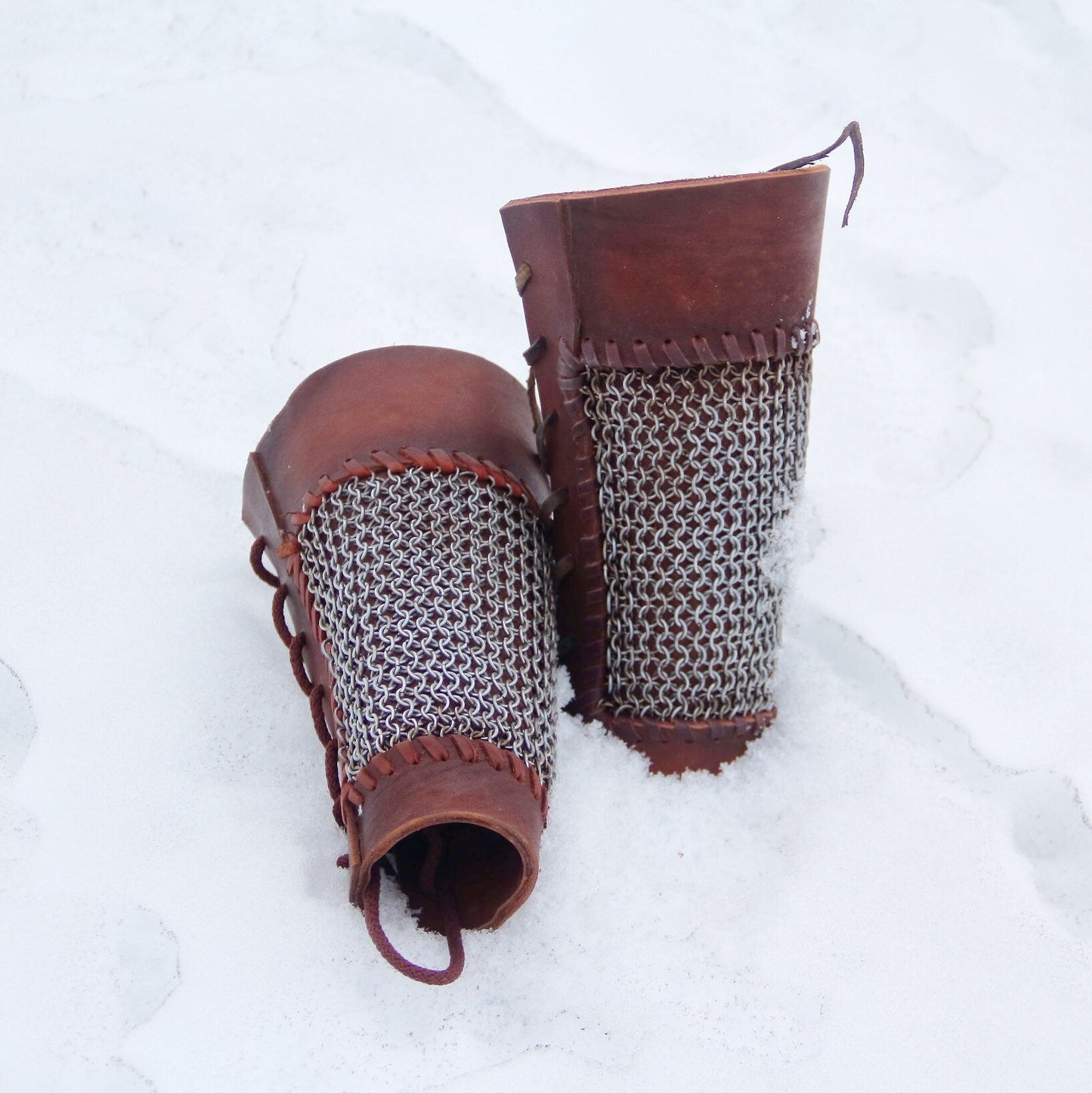 Viking leather bracers with сhainmai - SokolArmory