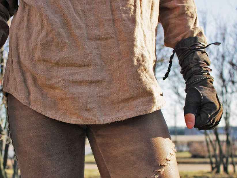 Battler leather gloves for LARP - SokolArmory