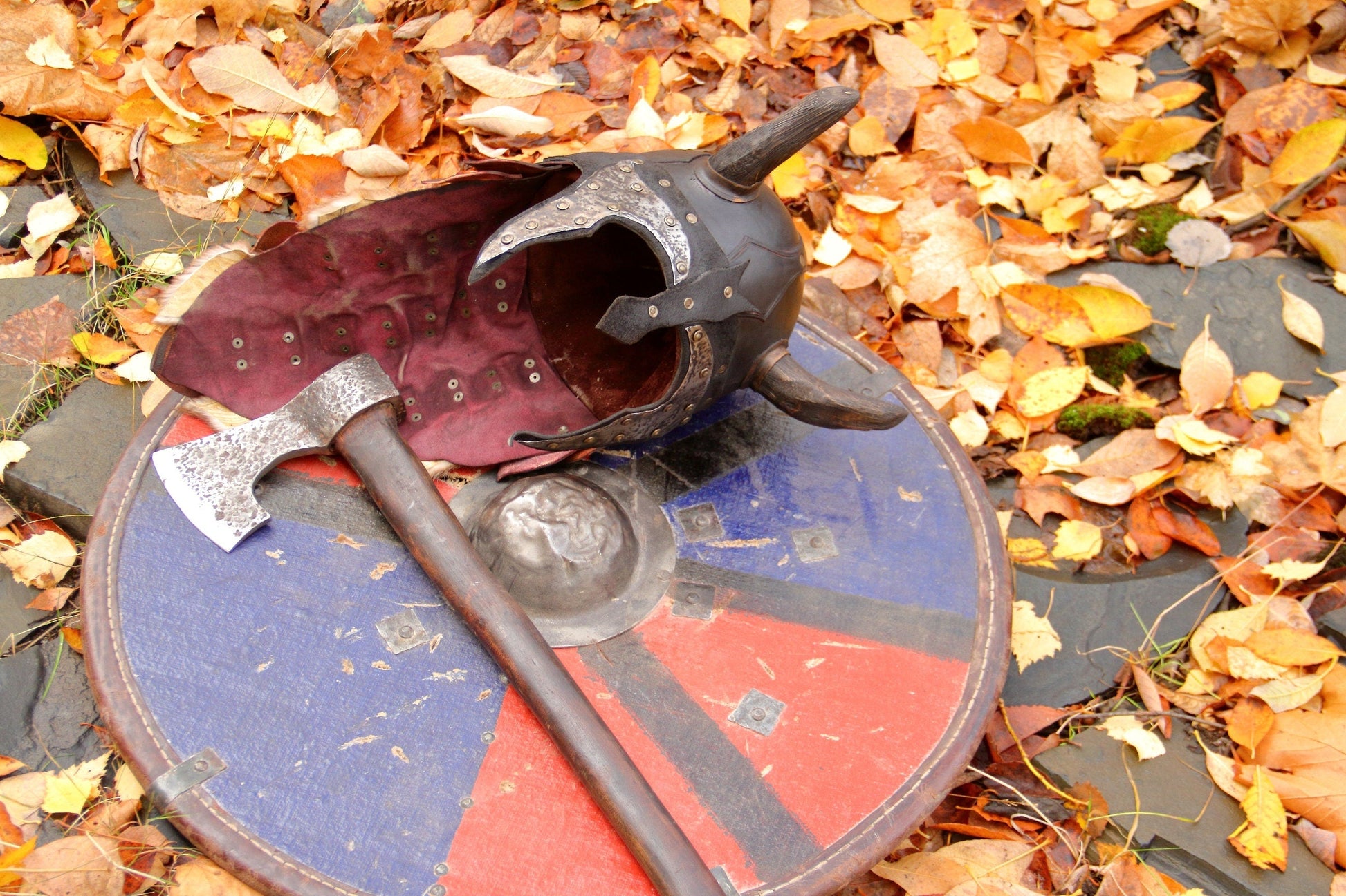 Viking battle helmet with horns - SokolArmory