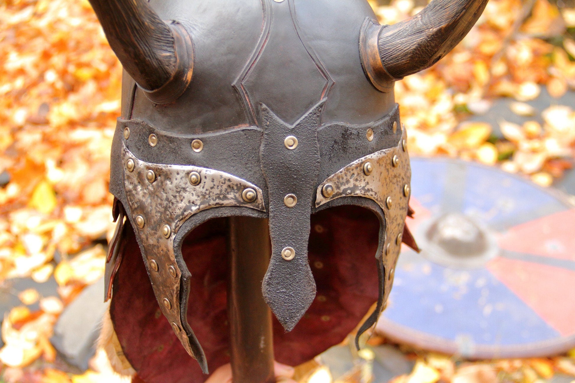 Viking battle helmet with horns - SokolArmory