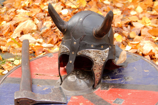 Viking battle helmet with horns - SokolArmory