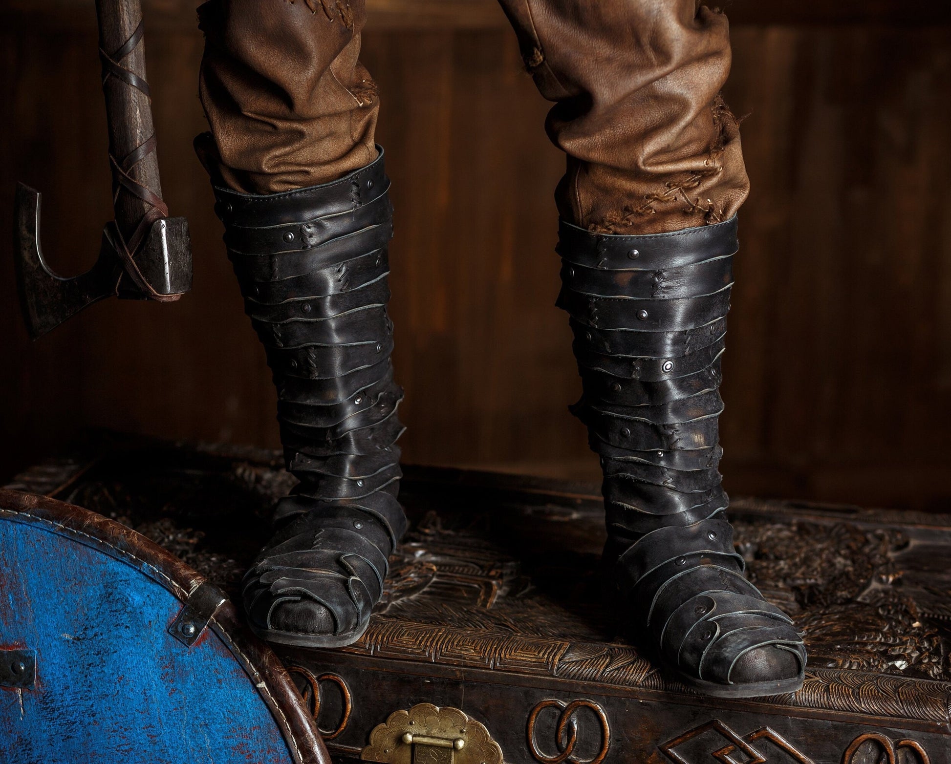 Ragnar black leather boots (Vikings) - SokolArmory