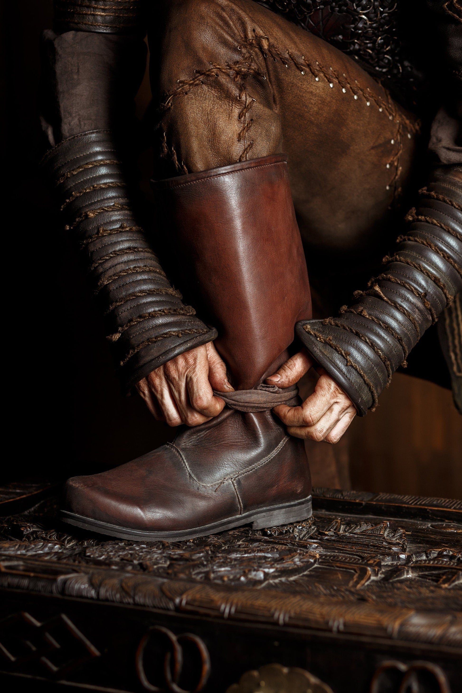 Ragnar leather viking high boots (Vikings s2) - SokolArmory