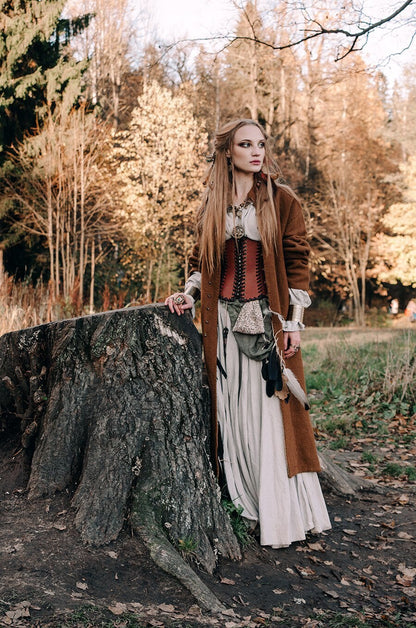 Leather brown corset belt “Forest witch” - SokolArmory