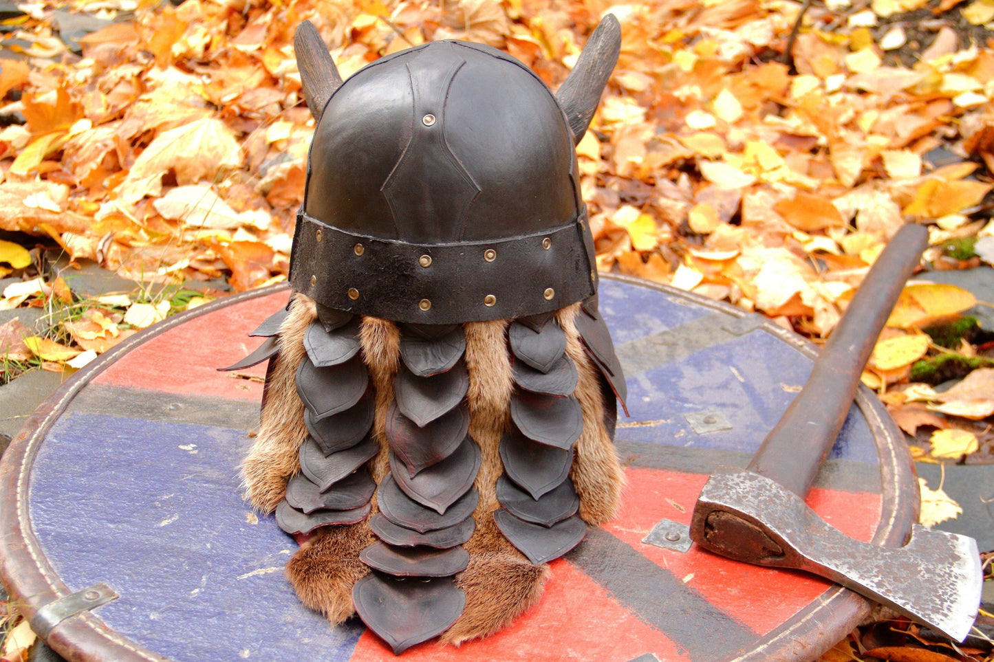 Viking battle helmet with horns - SokolArmory