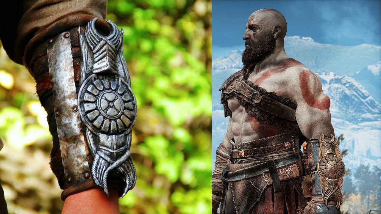 Leather bracer with shild (God of War) - SokolArmory