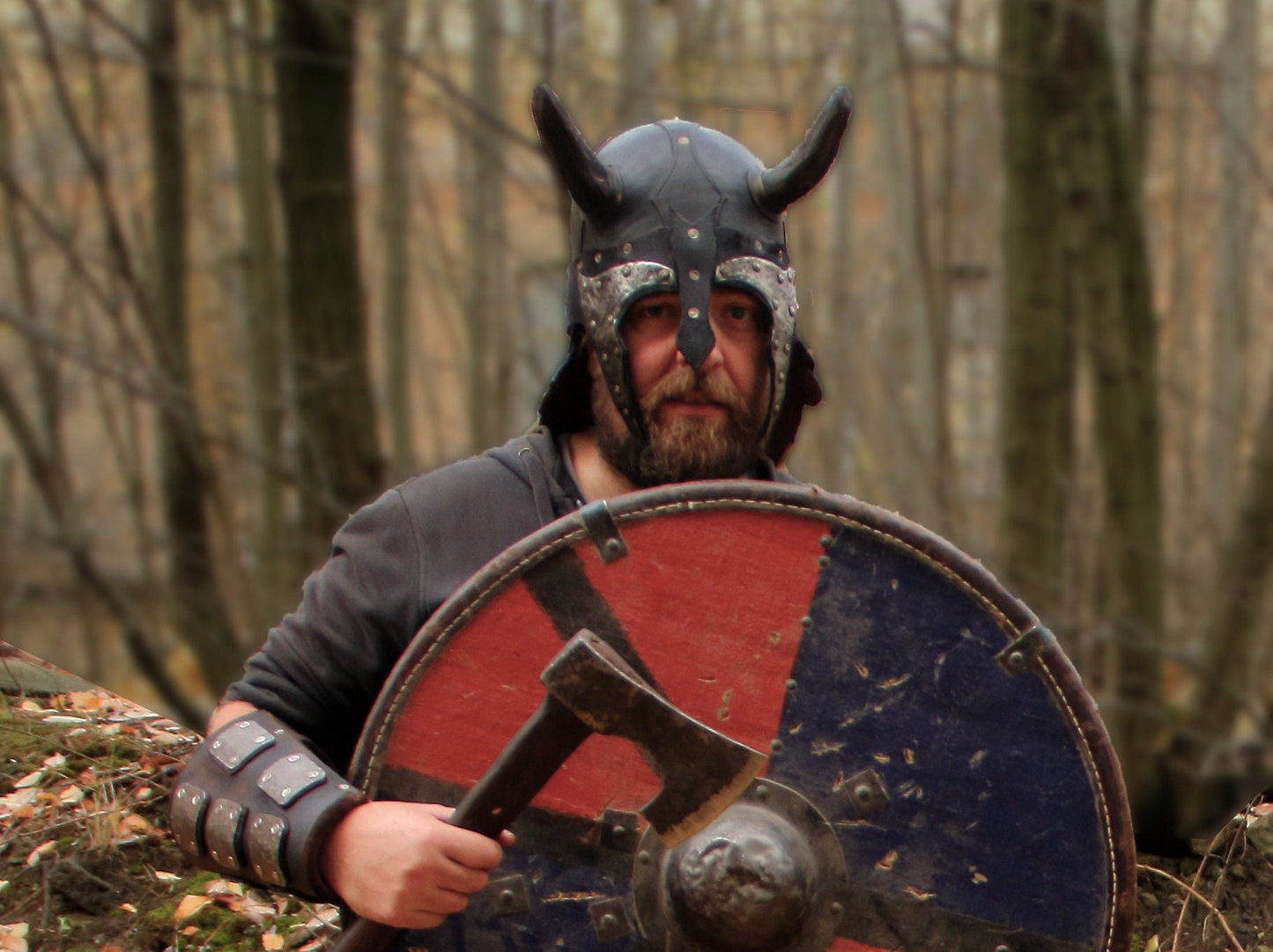 Viking battle helmet with horns - SokolArmory