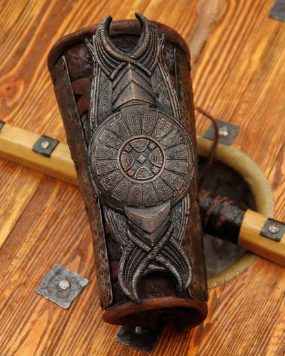 Leather bracer with shild (God of War) - SokolArmory