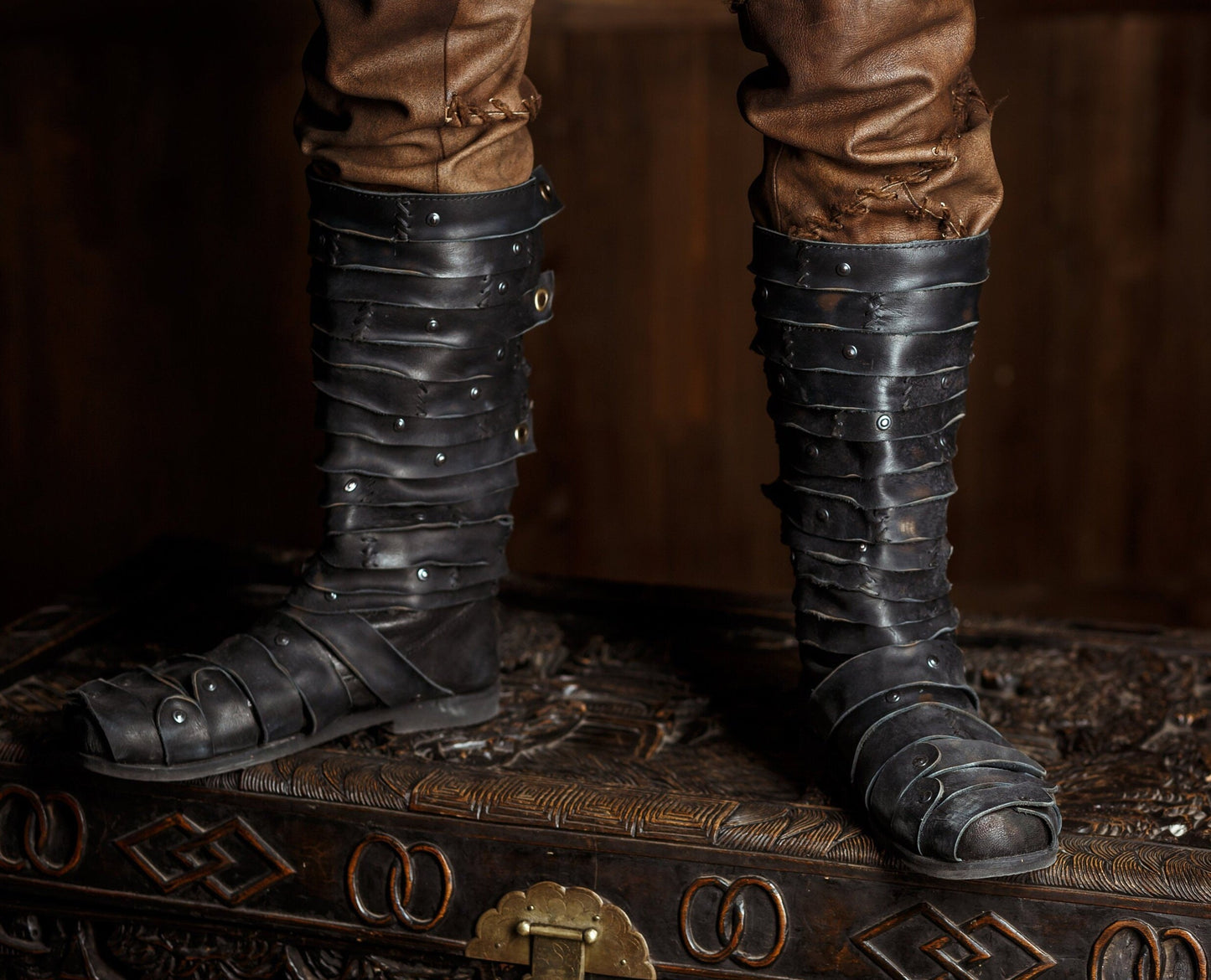 Ragnar black leather boots (Vikings) - SokolArmory