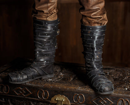 Ragnar black leather boots (Vikings) - SokolArmory