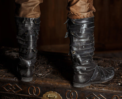 Ragnar black leather boots (Vikings) - SokolArmory