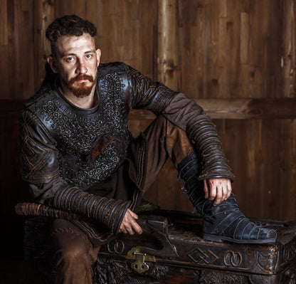 Ragnar black leather boots (Vikings) - SokolArmory