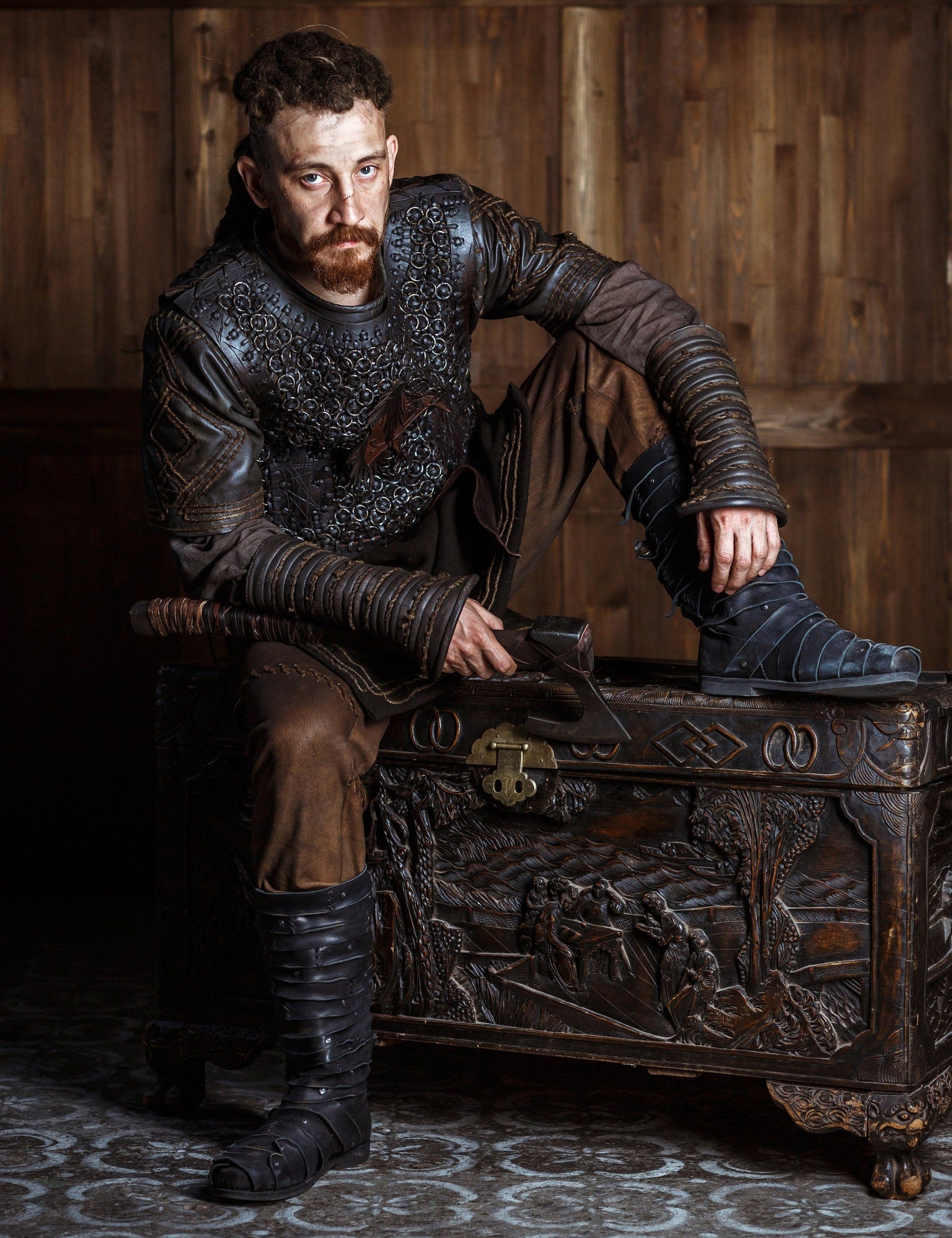 Ragnar black leather boots (Vikings) - SokolArmory