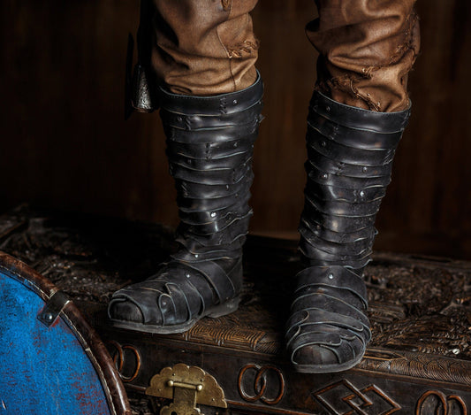 Ragnar black leather boots (Vikings) - SokolArmory
