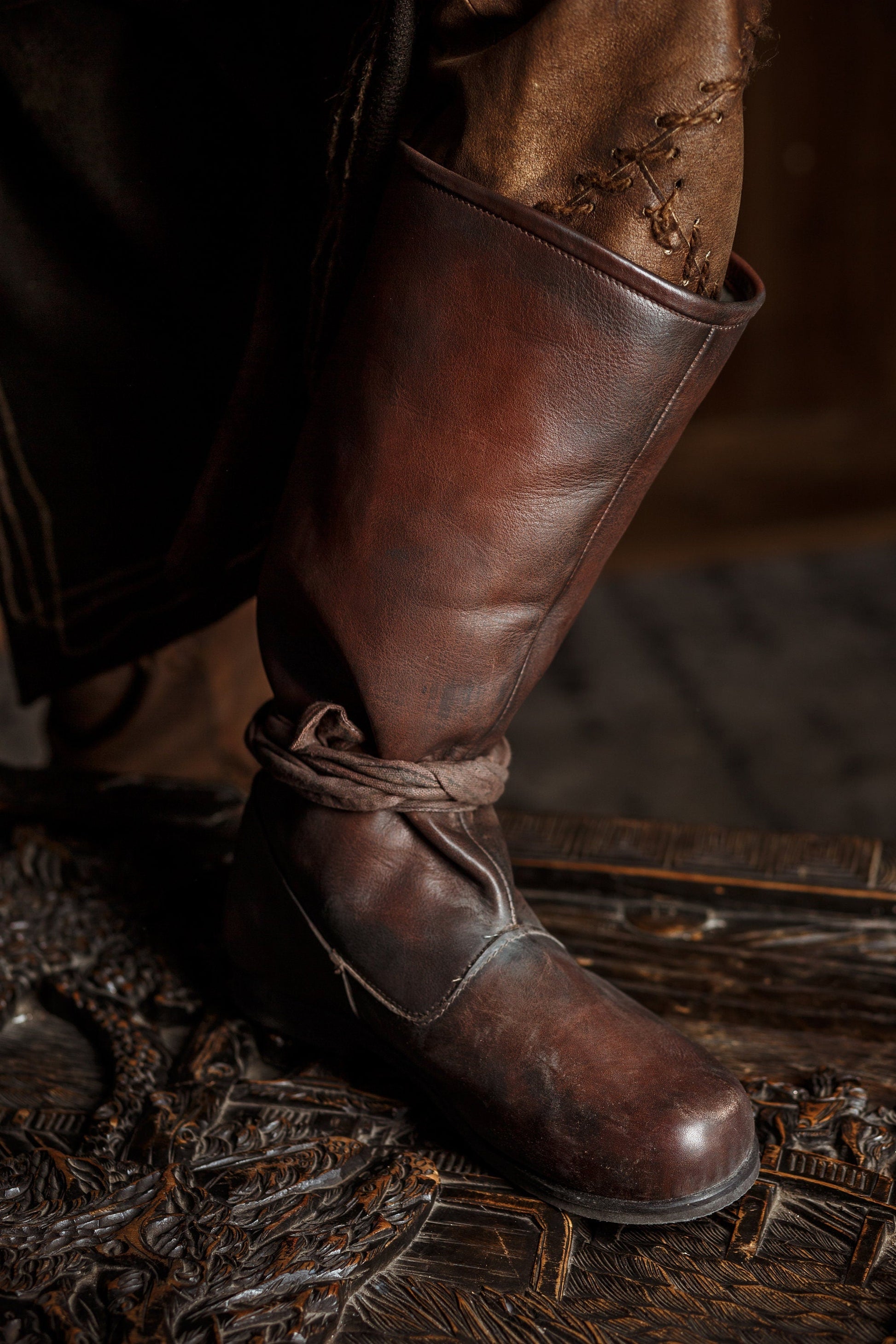 Ragnar leather viking high boots (Vikings s2) - SokolArmory