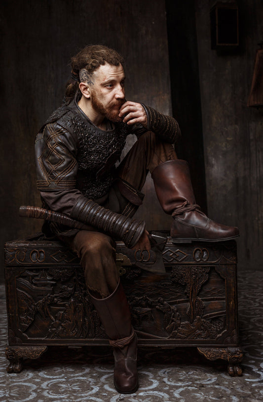 Ragnar leather viking high boots (Vikings s2) - SokolArmory