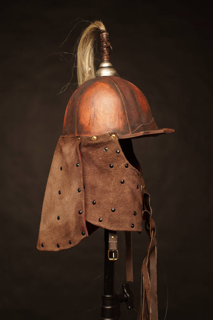Medieval battle leather helmet - SokolArmory