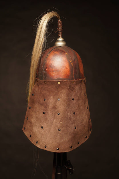 Medieval battle leather helmet - SokolArmory