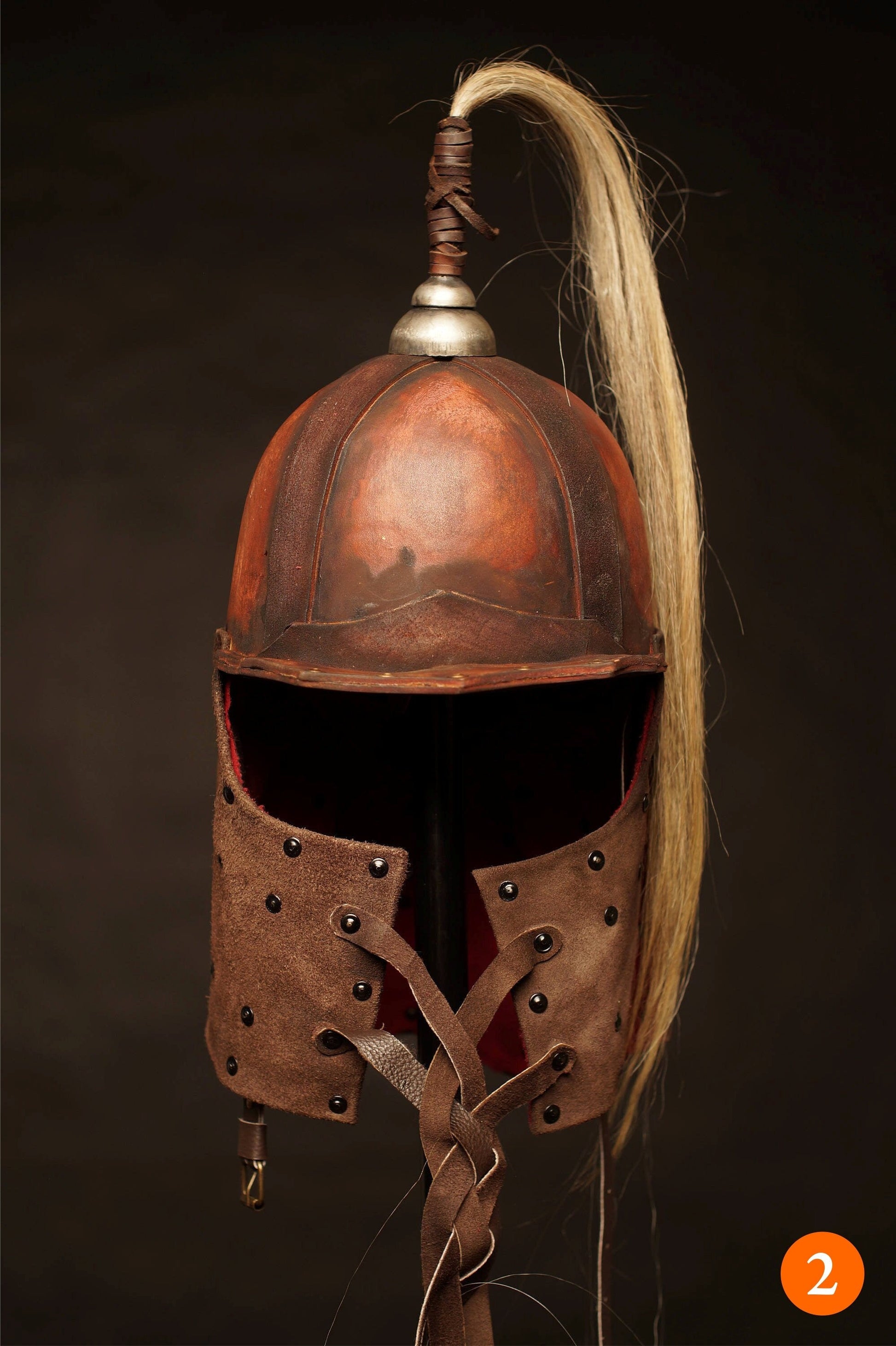 Medieval battle leather helmet - SokolArmory