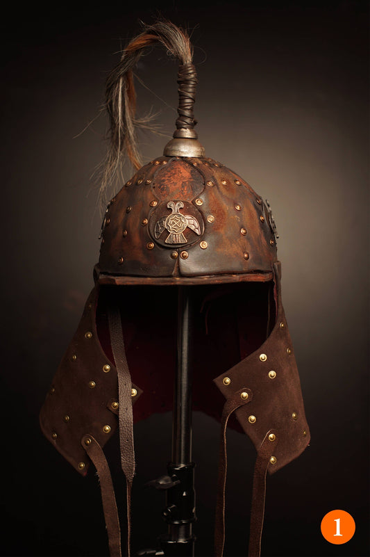 Medieval battle leather helmet - SokolArmory