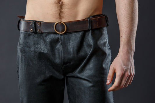Medieval viking leather belt - SokolArmory