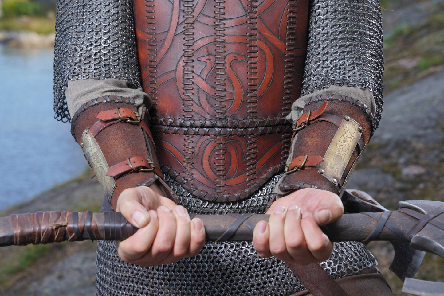 Viking bracers embossed - SokolArmory