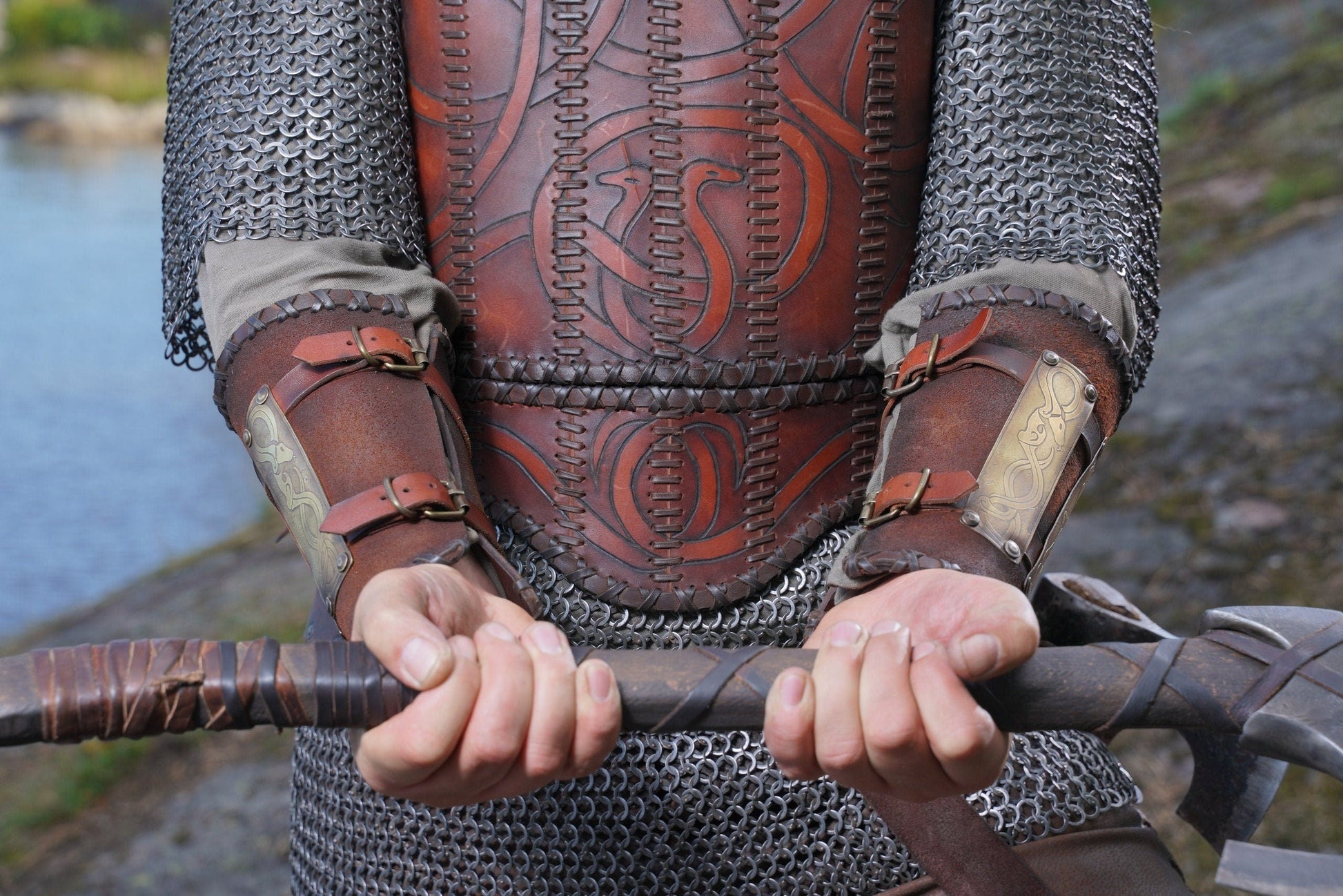 Viking bracers embossed - SokolArmory