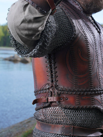 Viking leather armor with brass accents - SokolArmory