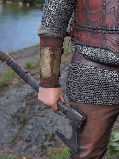 Viking leather armor with brass accents - SokolArmory