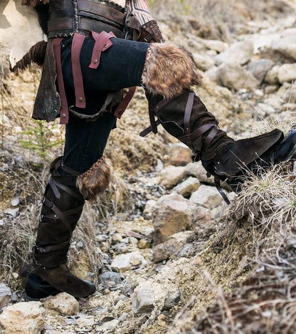 Medieval greaves with fur - SokolArmory