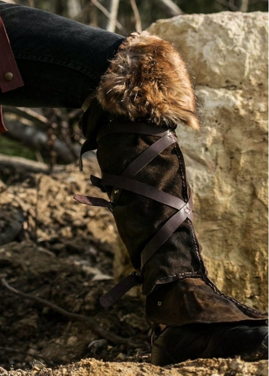 Medieval greaves with fur - SokolArmory