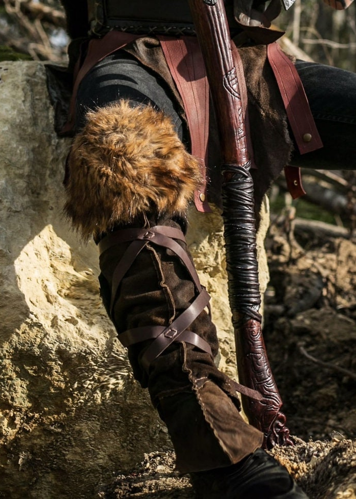 Medieval greaves with fur - SokolArmory