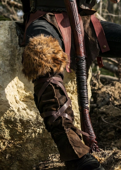 Medieval greaves with fur - SokolArmory