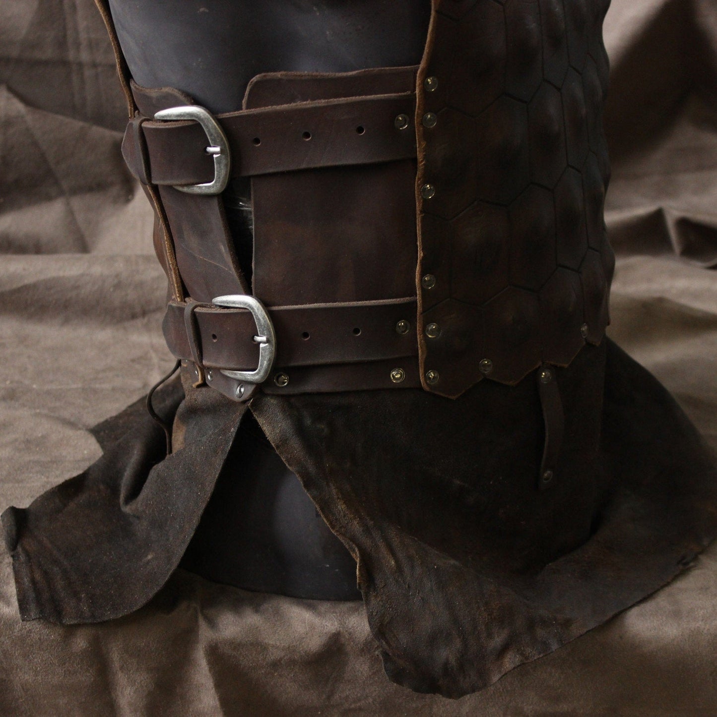 Viking Larp leather armor with brass - SokolArmory