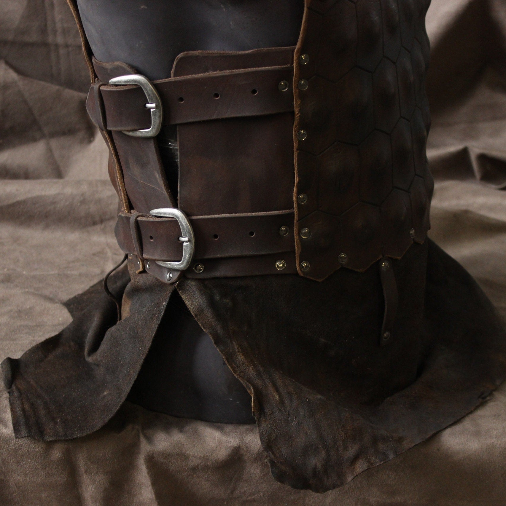 Viking Larp leather armor with brass - SokolArmory