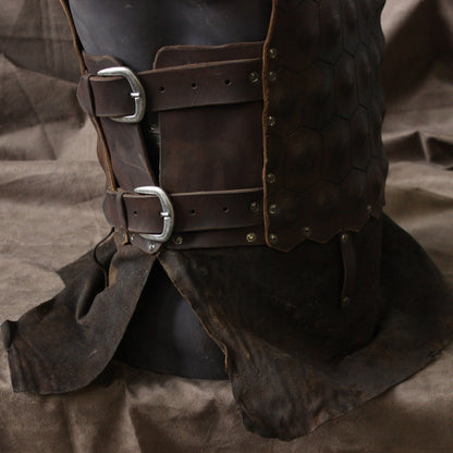 Viking Larp leather armor with brass - SokolArmory