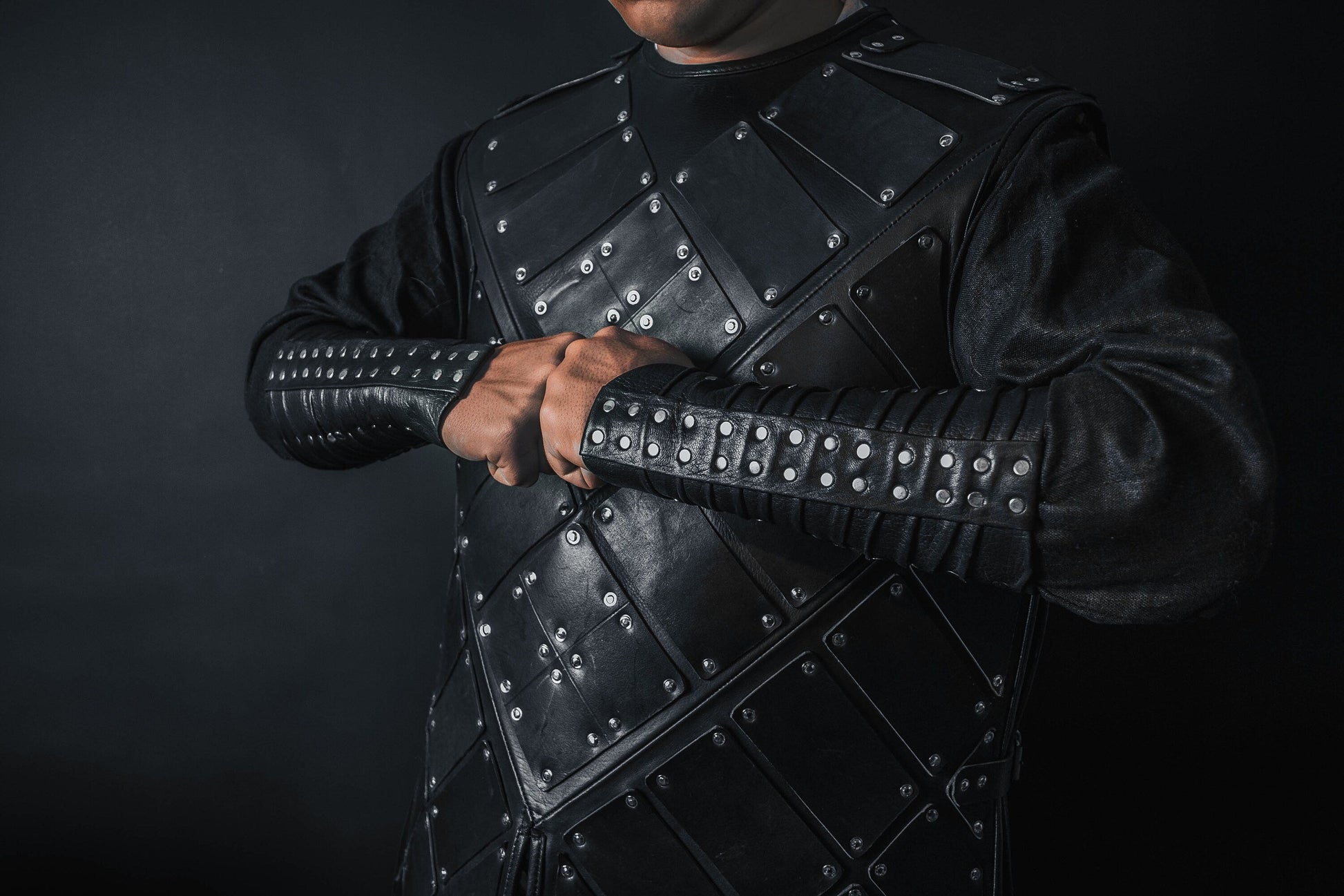 Medieval leather bracers with rivets - SokolArmory