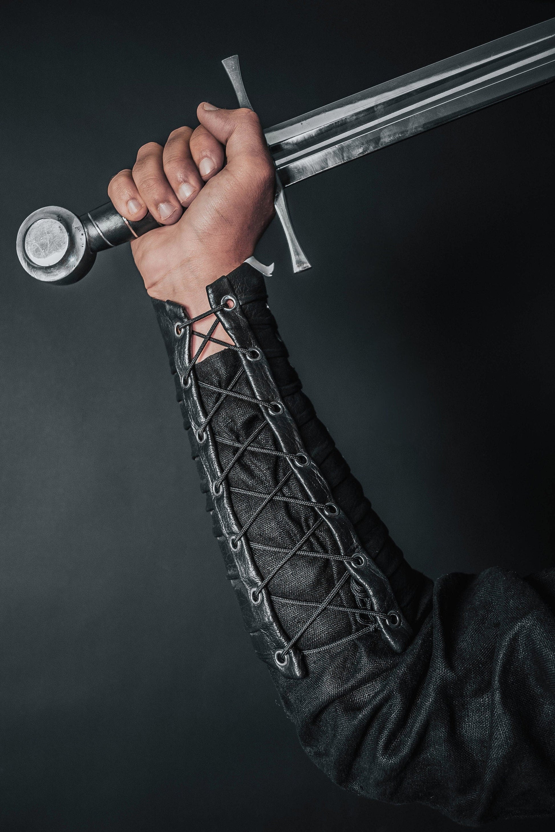 Medieval leather bracers with rivets - SokolArmory