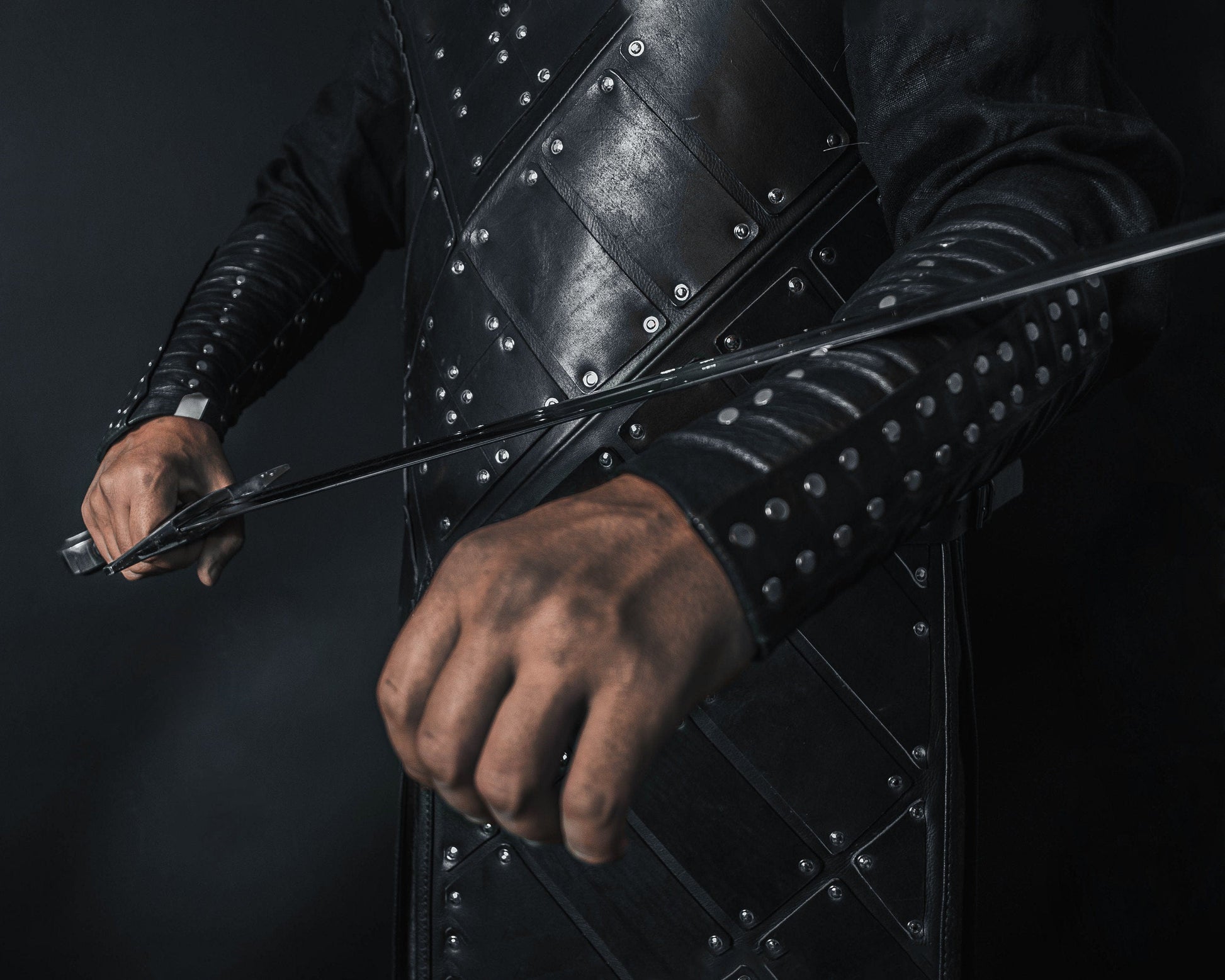 Medieval leather bracers with rivets - SokolArmory