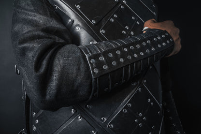 Medieval leather bracers with rivets - SokolArmory