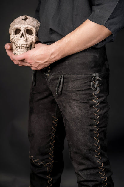 Viking black leather pants - SokolArmory