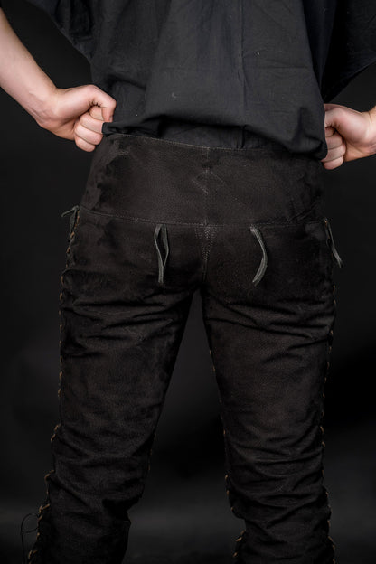 Viking black leather pants - SokolArmory