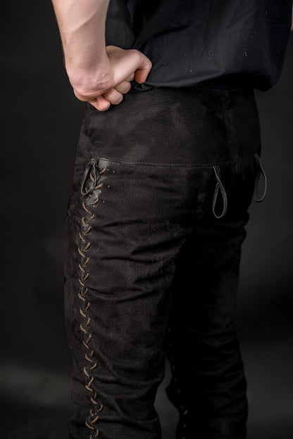 Viking black leather pants - SokolArmory
