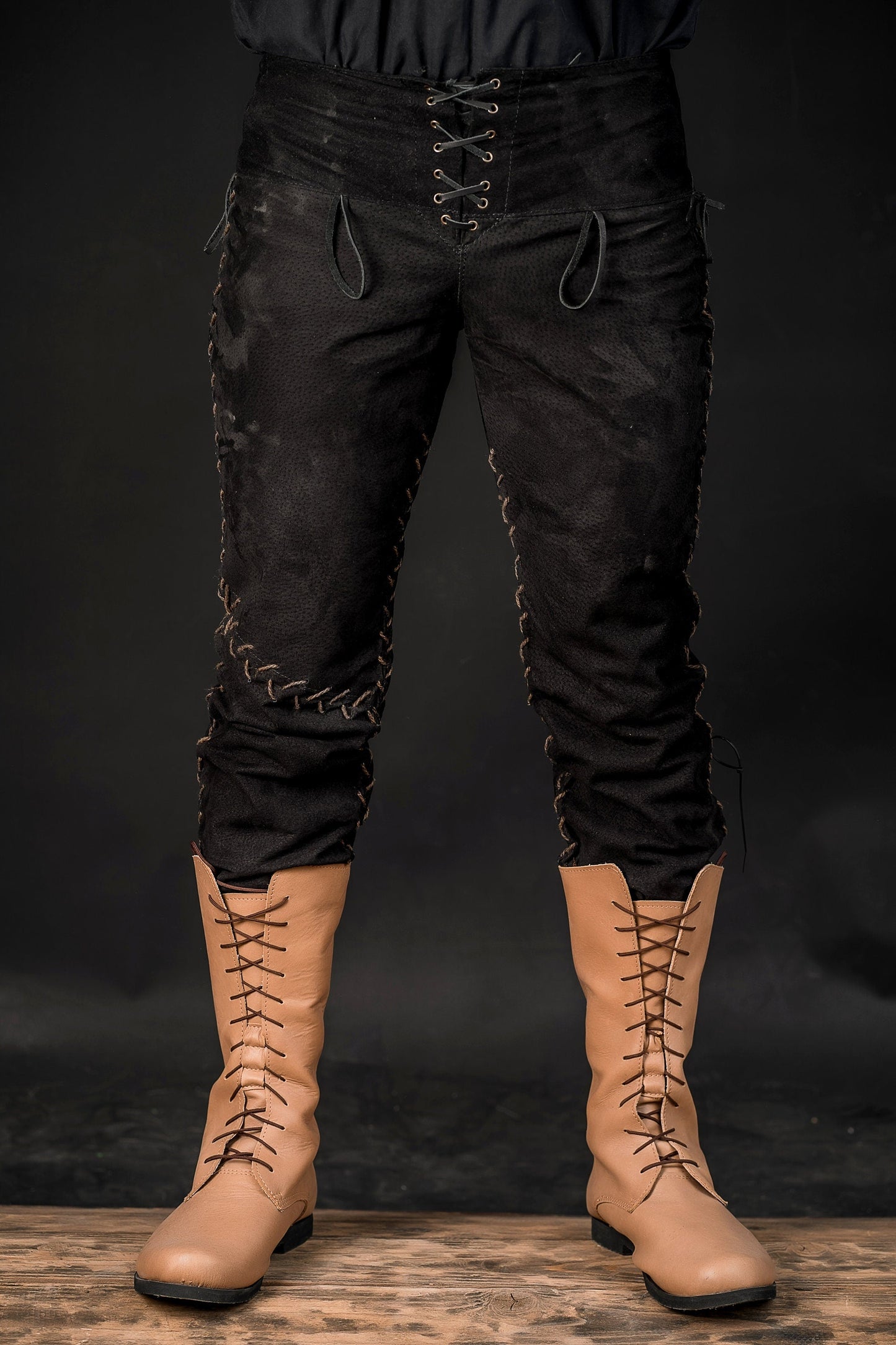 Viking black leather pants - SokolArmory