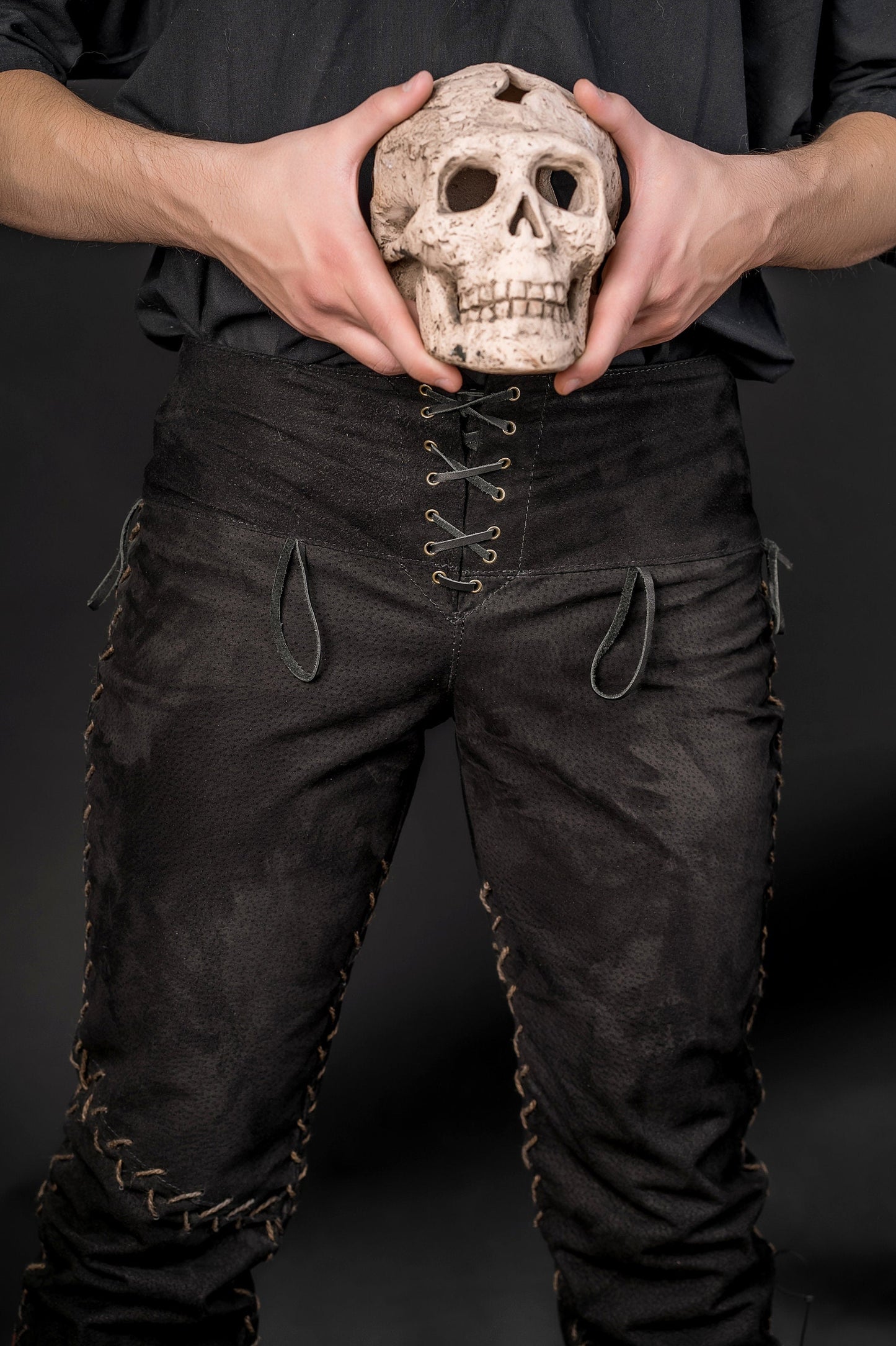 Viking black leather pants - SokolArmory