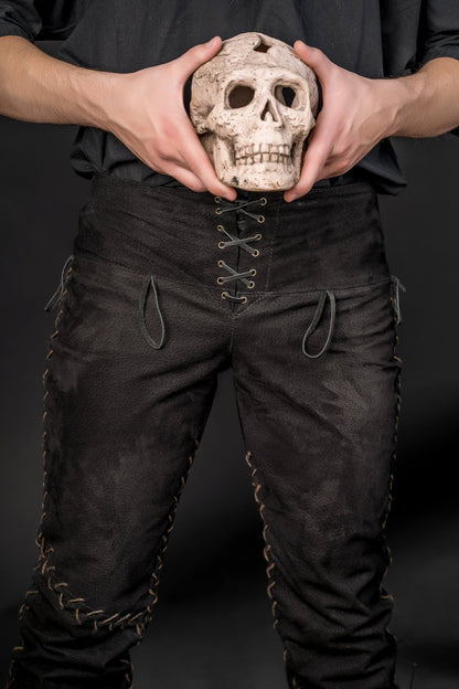 Viking black leather pants - SokolArmory