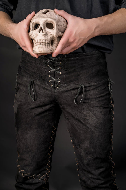Viking black leather pants - SokolArmory