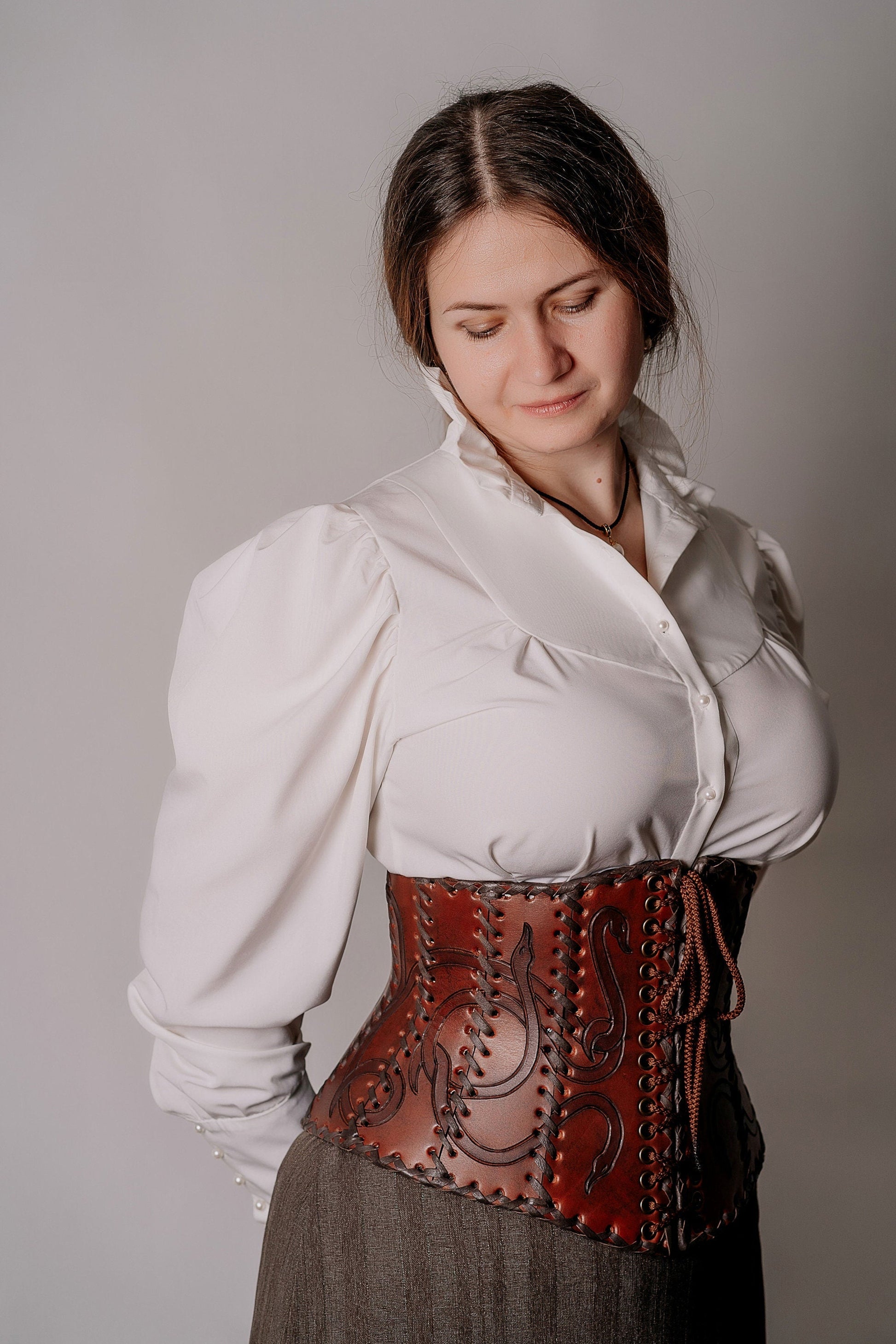 Leather corset belt “Lizaveta” - SokolArmory